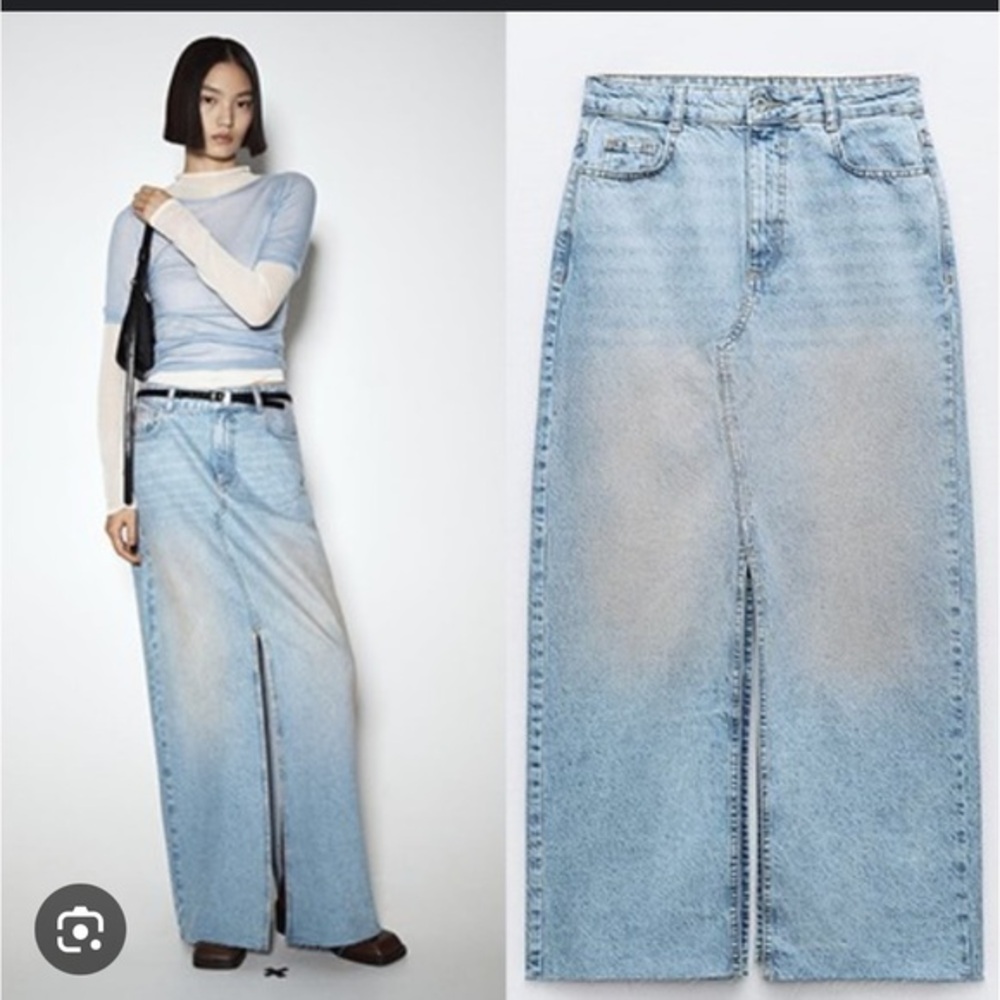 Zara slit denim skirt